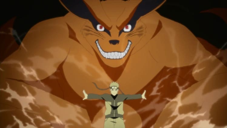 Naruto e a kurama, a Raposa de Nove-Caudas de Naruto Shippuden