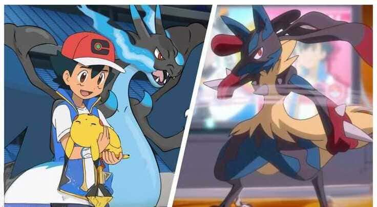 Imagem do Mega Charizard X e Mega Lucario